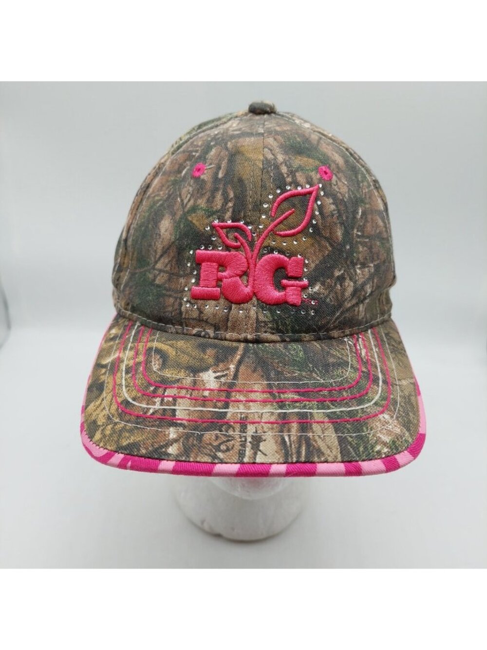 Realtree Girl Pink Accent Bedazzled Camouflage Snapback Hat Cap Ladies Fit